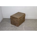 A brown-painted tin trunk, of traditional form 37cm x 64cm x 45cm some knocks and corrosison