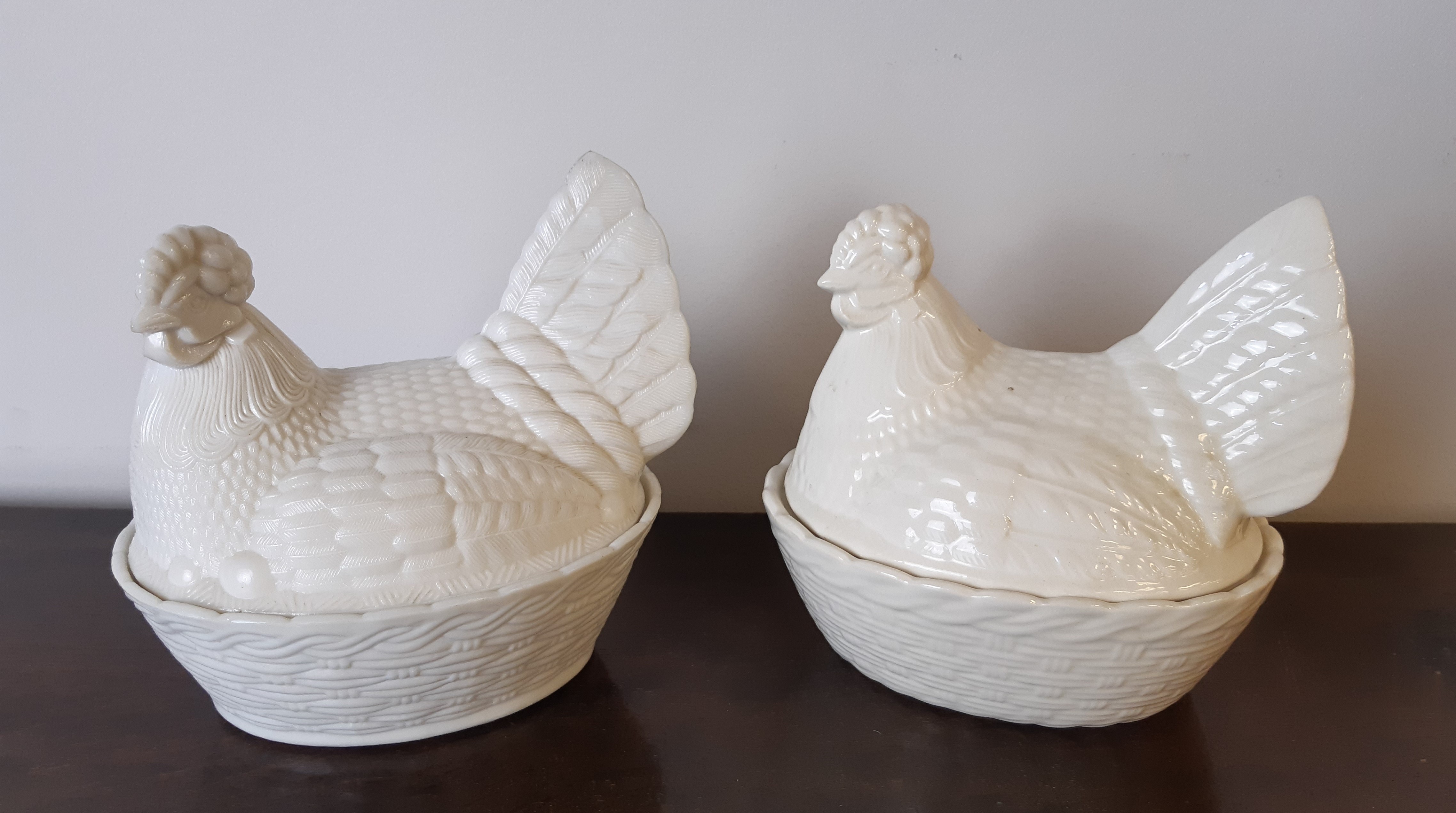 Crown Devon cream glazed pottery Hen on Nest egg coddler and six pressed glass examples - Image 2 of 4