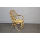 A bent-cane and wicker armchair 81cm