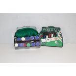A Poker Stuff professional Texas Hold'em Poker Set, contained in a tin box 9.5cm x 25cm x 20cm