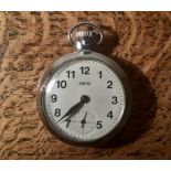 Smiths chromed metal open face keyless lever pocket watch, 51mm diameter