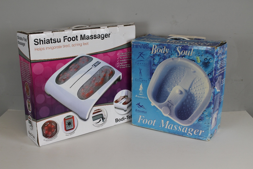 A Bodi-Tek Shiatsu foot massager (Boxed) and a Hinari 'Body Soul' foot massager (boxed)