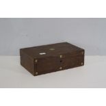 A brass-inlaid mahogany writing slope, of traditional design 12cm x 40cm x 24.5cm