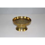 A Chinese brass pedestal stand with Dragon design and flared cylindrical foot 10cm x 20cm