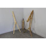 Three artists easels, large, medium (Boldmere) and small (AF)