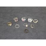 A group of ten silver, 925 grade, white and yellow metal dress rings 41.8grams gross