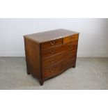 George III mahogany chest of drawers, two short and three long cockbeaded drawers, on bracket feet