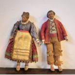 Pair 18th Century Continental painted terracotta and papier mache figures in the manner of Lagnel