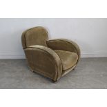 A 1930's Art Deco armchair, with piped upholstery 79cm AF