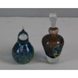A Mdina glass scent bottle 16cm and Mdnina glass pear form paperweight (chipped)