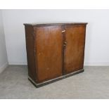 A large Victorian two door school cupboard 123cm x 137cm x 46cm