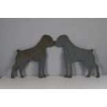 A pair of laser-cut metal boxer dog silhouettes 49cm x 48cm