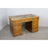 A Victorian oak pedestal desk 73cm x 122cm x 67cm (AF)