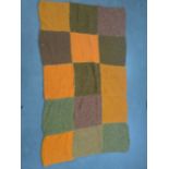 A Vintage crochet woolen blanket with square and earthy tones 159cm x 95cm