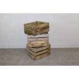 Three vintage wooden slatted crates 31cm x 50cm x 40cm & 23cm x 49.5cm x 39.5cm