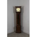 A modern mahogany finish Westminster chime Grandmother clock, by Metamec 153cm