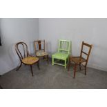 An Edwardian mahogany bedroom chair , the splat inlaid with a Franco-British unity device 73cm