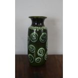West German pottery vase by Scheurich-Keramik 239-41, decorated with swirled roundals on a green