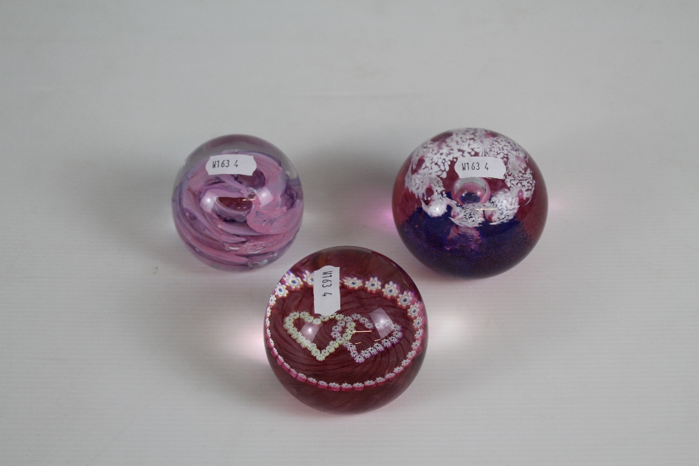 An Alum Bay (Isle of White) purple paperweight and two CG Caithness paperweights - Image 2 of 2