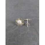 A pair of white metal flower-head earrings, the clasps marked 925.