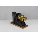 A late 19th century toleware and brass magic lantern-incomplete 22cm x 34cm x 14cm