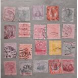Unfranked Victorian Trinidad loose halfpenny stamp and nineteen other franked Victorian loose stamps