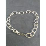 An Italian white metal bracelet, with large oval links 20cm marked Italy-B