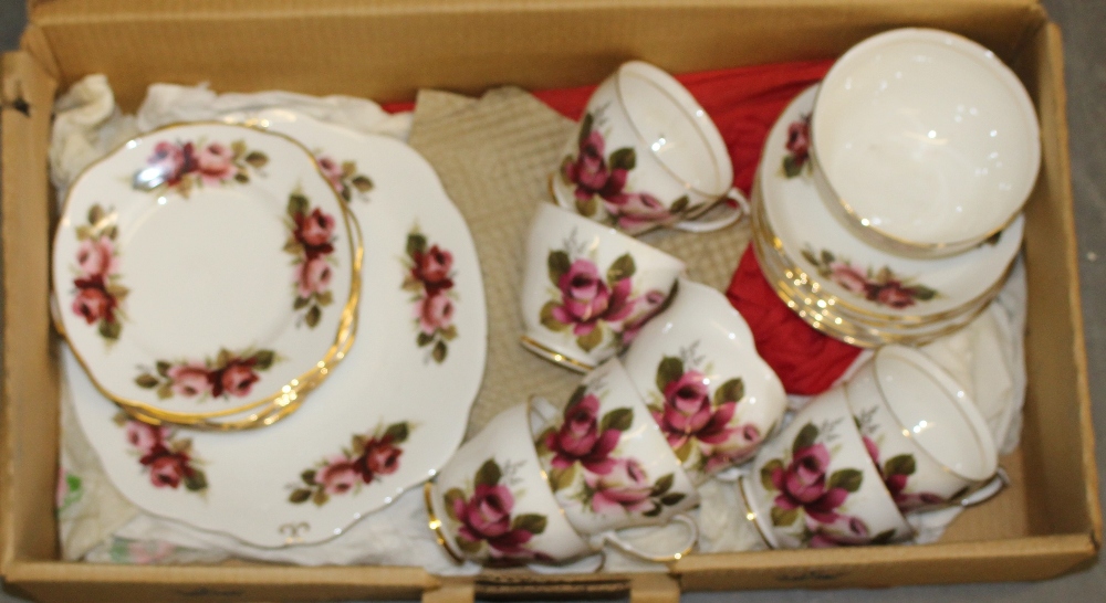 A Duchess Bone China rose design tea set, in original cardboard box, generally good condition. - Image 2 of 2