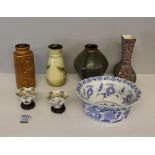 Two West German Pottery vases, an art pottery vase (chip to rim) A Royal Doulton Hydrangea vase (