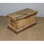 An antique pine trunk of traditional design 39cm x 78cm x 38cm replacement section to top of