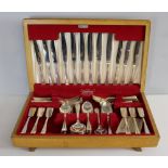 A light oak canteen of Insignia plated cutlery, the case marked Flexfit & Tarnprufe 47cm x 29cm some