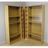 Two modern laminate ash effect bookcases, with adjustable shelving 180cm x 78cm 29cm sold with two