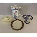 A Losol Ware 'Lynn' pattern toilet jug, a Royal Doulton 'The Coppice' pattern lidded bowl, a