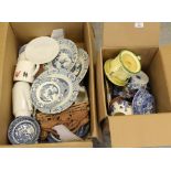 A selection of Woods 'Yuan' blue and white plates, Old Chelsea Blue and white plates of conforming