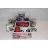 A vintage sewing box and a large selection of buttons.