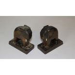 A pair of carved wooden elephant form bookends 15cm marks, edge wear and scratches but generally