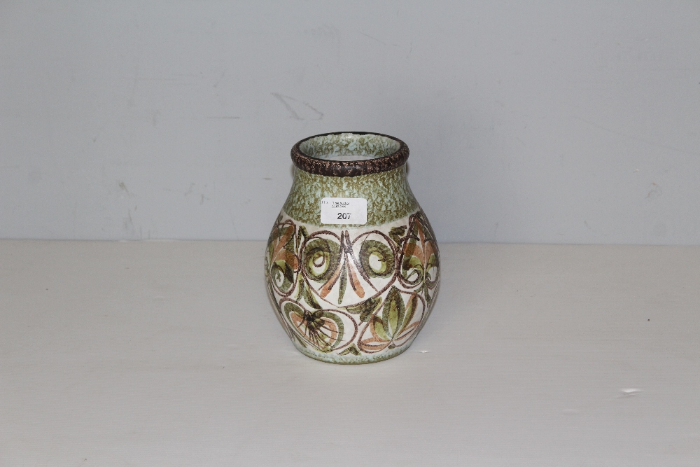 A Glynn Colledge (Bourne Denby) vase, of squat baluster form with typical foliate and mottled