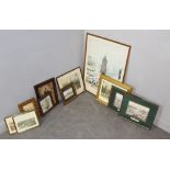 A group of six LS Lowry prints and a selection of other decorative prints.