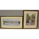 A modern decorative print 'Morning on Windermere' signed to margin 'Drewitt' within a card mount and