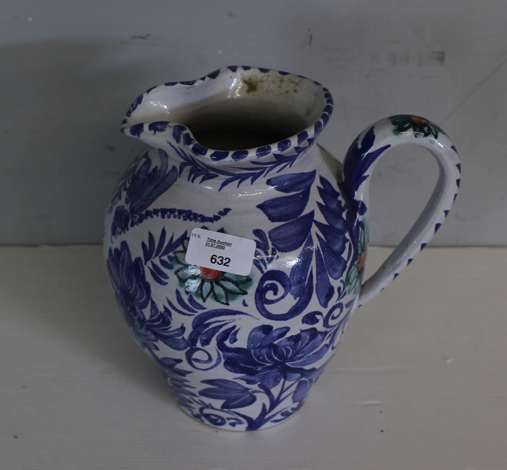 A Wetheriggs Pottery water jug, decorated with foliate and butterfly design, stamped to base 24cm - Image 2 of 4