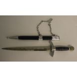 A probable reproduction Luftwaffe officers dagger, the blade marked F.W Holler Solengen, with