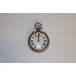 A Superior Railway Timekeeper pocket watch 5cm diameter, screw-back, blistering to dial, appears