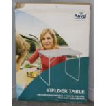 A Royal 'Kielder' folding camping/caravan table, with original packaging 80cm x 60cm x 70cm used but