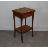 A modern teak telephone/hall table, with single drawer 77cm x 44cm good condition.