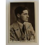 A signed Ivor Novello photographic postcard, number T9 from the picturegoer series, photograph by