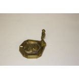 WWII brass Manneken PIS 'Anti-Hitler Propaganda' ashtray with Hitler's face embossed