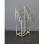 A Victorian style white-painted metal towel rail 108cm some paint losses and corrosion