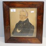 A mid Victorian portrait, of a gentleman in period attire, within a gilt slip and rosewood frame,
