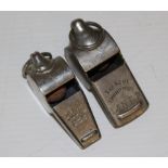 The Acme Thunderer 'L&N.E.R' railway whistle, and a later example without railway marking, good