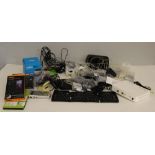 A selection of broadband routers, cables, etc